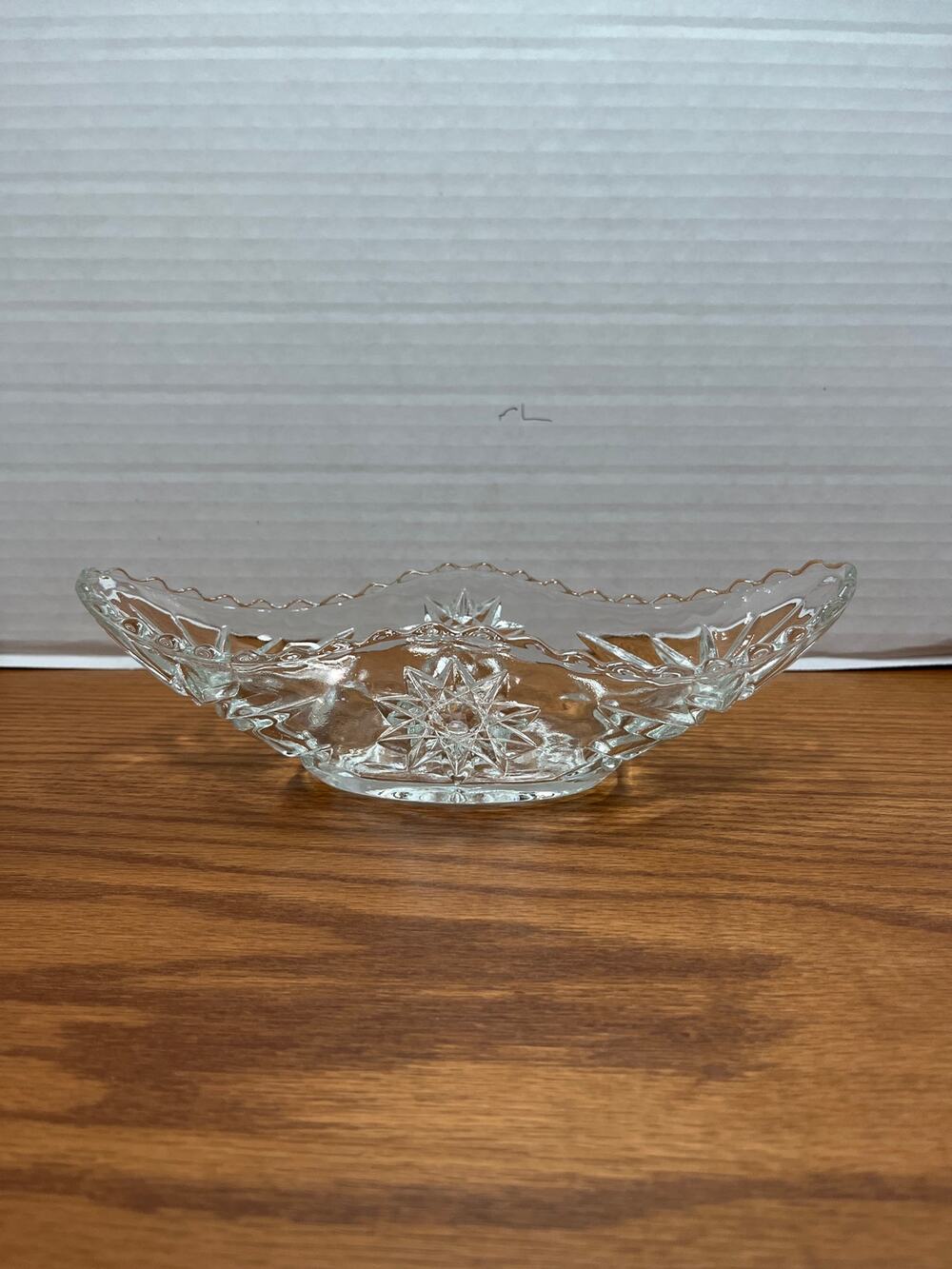 Anchor Hocking Star of David EAPC Banana Boat Relish Dish Clear Glass Vintage